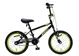 Amigo Danger – Bicicleta infantil para niños – 16 pulgadas – con frenos de mano y manillar acolchado – Bicicleta BMX – a partir de 4 – 6 años – negro/amarillo