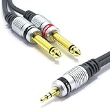 Cable Audio Mini Jack 3,5 Estéreo a Doble Jack 6,3 Mono TS 1,5m VITALCO Divisor Macho a Macho