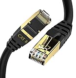 IBRA Cable de Red LAN Gigabit Ethernet CAT8 (RJ45) SSTP 40Gbps 2000Mhz - Redondo Negro 10M