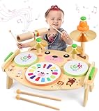 Subtail Tambor Infantil - Instrumentos Musicales Infantiles Bebe - Bateria Juguetes Niños 1 2 Años - Juguetes Montessori 1 2 3 Años - Brinquedos Bebe 1 Año - Tambor Bebe Regalo NiñO 1 Año