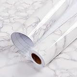 Hode Adhesive Paper for Furniture White Grey Marble 90cmX3m Waterproof Vinyl Sticker for Decorative Furniture PVC Wallpaper Roll for Kitchen Cabinet ຫ້ອງນ້ໍາຕາຕະລາງ