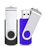 4GB Memorias USB 2 Piezas Unidad Flash USB 2.0 Stick Pendrives Giratoria Diseño Flash Drive Almacenamiento Externo de Datos con indicador LED (2 Colores Azul Negro)