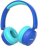 gorsun Auriculares Bluetooth para niños, Auriculares Plegable para niños con 85dB Volumen Limitado, Auriculares Ajustable y Plegable con micrófono-Azul