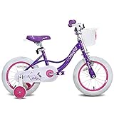 stitch Fairy 35,5" børnecykel med kurv og træningshjul til piger i alderen 3-5, lilla