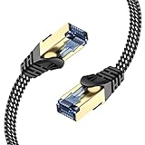 Cable Ethernet 3 metros, Cable de red 3m Cat 7, Cable Internet de Nylon Trenzado de Alta Velocidad, RJ45 Cable Lan Plano Blindado para Switch, Rúter, Módem, Panel de Conexión, PC