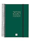 Finocam - Agenda 2021 1 Día página Espiral Opaque Verde Español - 175 x 212 mm