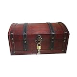 Infinimo Cofre del tesoro – Cofre de madera, cofre pirata, caja de regalo, con tapa y candado con llave, 30 x 20 x 15 cm