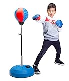 Saco de boxeo Reflex con soporte, altura ajustable, bolsa de velocidad de bola de perforación independiente, ideal para entrenamiento de MMA, alivio del estrés y fitness (niños)