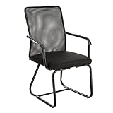 Стілець BARONI для домашнього офісу з підлокітниками та ергономічною спинкою з дихаючого полотна, маленьке крісло для залів очікування та конференцій, 47X60X92 см, вантажопідйомність 130 кг, чорний