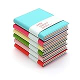 QUMENEY 6 cuadernos de bolsillo sonriente, bloc de notas súper mini portátil con funda de piel sintética, páginas en blanco de 10,5 x 8 cm, 100 hojas (6 colores) (pequeño)