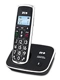 SPC Comfort Kaiser teléfono inalámbrico color negro con teclas y digitos grandes, compatible con audífonos, agenda de 20 nombres y números y manos libres