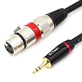 SiYear Cable de cable de interconexión de 3,5 mm Mini Jack estéreo a XLR hembra, desequilibrado de 1/8 pulgadas a XLR de 3 pines, (5 pies)