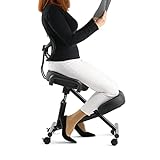 BLACK POINT Chaise ergonomique O'KNEEL à genoux pour la maison et le bureau (cuir écologique noir)