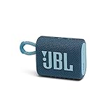 JBL GO 3 - Siaradwr Bluetooth diwifr cludadwy, gwrth-ddŵr a gwrth-lwch (IP67), hyd at 5 awr o amser chwarae gyda sain ffyddlondeb uchel, glas