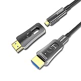 ATZEBE Cable HDMI de Fibra Óptica - 10m, Cable HDMI 4k Compatible con 4K 60Hz HDR 4:4:4 8bits, 18Gbps, Ultra HD, 3D, ARC, HEC, CEC, HDCP 2.2 con Dual Micro HDMI y HDMI estándar Conector