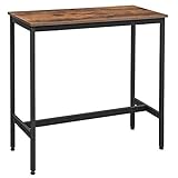 Барний стіл VASAGLE, вузький прямокутний кухонний стіл, високий стіл з міцною металевою рамою, 100 x 40 x 90 см, просте складання, промисловий дизайн, сільський коричневий та чорний LBT10X