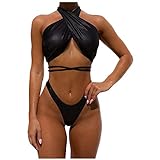 Sylar Bikinis Mujer 2020 Brasileños Push Up con Relleno Conjunto de Bikini Vendaje Sexy Cuero Tanga Traje de Baño de Dos Piezas Ropa de Baño Ropa de Playa Trikini Bañadores L