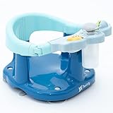Twinly - Asiento de baño para bebé - Silla para bañera con respaldo - Barra de seguridad con apertura y 4 ventosas grandes de seguridad - Incluye 3 juguetes (Azul)