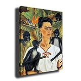 Cuadro Lienzo Autorretrato Frida Kahlo con Monos – Bastidor 3cm - Alta resolución – Varias Medidas (89_x_120_cm)