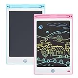 2 Pieces LCD Writing Tablet 8 Inch Color Portable Children's Digital Whiteboard Drawing Tablet Whiteboard with Erase Button for Kids Adults (ສີບົວສີຟ້າ)