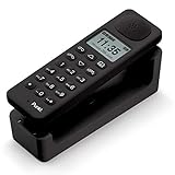 Punkt. DP01 Teléfono Fijo Inalámbrico de Diseño, con Contestador Automático, Manos Libres, Audio nítido, Agenda 100 contactos, Montaje Horizontal o en la Pared, para Casa y Oficina - Negro