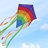 Homegoo Gran Kite Cometa para Adultos, Easy Flyer Cometas Arcoiris Volando al Aire Libre fácilmente con Vientos Fuertes o Ligeros, 74x65cm