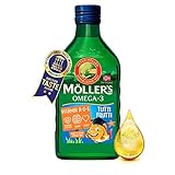 Moller’s  | Aceite de hígado de bacalao con omega 3 para niños | Complementos dietéticos nórdicos con omega 3,EPA, DHA, vitaminas A, D y E | 166 años de historia | Tutti Frutti| 250 ml