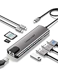 Lemorele Hub USB C con Ethernet RJ45 de 1000M -10 en 1, Aluminio Espacial Adaptador USB C Hub con HDMI 4K, 3 USB 3.0,PD 100W, SD/TF, Dato USB-C a MacBook Air/Pro M1, iPad M1,Windows,Switch, Chromecast