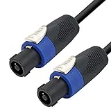Cables para Altavoces Speakon de 2,5 mm2 Profesionales, Diferentes Longitudes a Elegir, 2 Polos (Cable para Caja de DJ de 2 Pines), compatibles con Neutrik, Longitud de Cable 20 Metros Negro