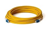 Cable de fibra óptica LWL, 20 m, OS2 amarillo, LC a LC macho, cable de conexión dúplex 9/125, cable de fibra óptica, 20 metros