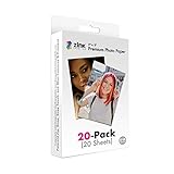 Zink Papel fotográfico premium de 2 x 3 pulgadas (paquete de 20) compatible con cámaras e impresoras Polaroid Snap, Snap Touch, Zip y Mint, ZINKPZ2X320, blanco
