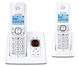 Alcatel F530 - Teléfono (Teléfono DECT, Terminal inalámbrico, Altavoz, 50 entradas, Identificador de llamadas, Gris, Blanco)