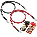 GTIWUNG 2Pcs 70cm Battery Cables 13mm² 6AWG, Car Battery Jump Start Cable e nang le Terminals Copper Power Inverter Cables bakeng sa Lori, Sethuthu, RV, Solar, Marine (Red le Black)