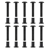 10 x M6 x 30mm Flat Head Binding Bolt Post Screw Carbon Steel Hex Cap for 8mm Hole for Black Leather Belt Buckle