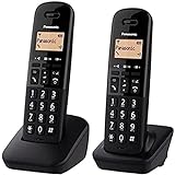 Panasonic (Wireless) Cordless Duo Landline Phone - KX-TGB612FRB - Black