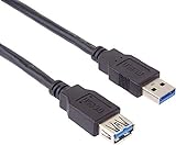 Premium Cord Cable alargador USB 3.0 de 5 m, Cable de Datos SuperSpeed hasta 5 Gbit/S, Cable de Carga, USB 3.0 Tipo A Hembra a Macho, 9 Pines, 3 apantallado, Color Negro, Longitud 5 m