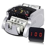 Máquina de contador de dinero portátil con detector falsificado, denominación mixta de la máquina de conteo de facturas, detección UV/MG/IR, 1200 facturas/min, modo de lote, ahorro de energía