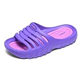 JOMIX Flip Flops ເດັກນ້ອຍ Unisex Summer Sandals ສໍາລັບເດັກຊາຍ Flip Flops Girl Pool Beach Sea Bath EVA Rubber Flip Flops, Violet Pink, 36 EU