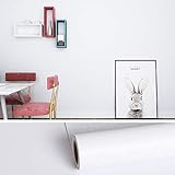VEELIKE Rouleau de papier peint mural imperméable en vinyle blanc mat pour meubles, chambre à coucher, salon, comptoir de cuisine, papier peint autocollant 40 cm x 3 m