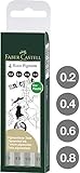 Faber Castell 167004 - Estuche con 4 rotuladores calibrados ECCO Pigment con grosores de trazo de 0.2, 0.4, 0.6, 0.8, color negro