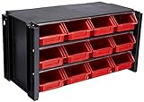 Tayg 12-Drawer Plastic Stackable Sorter Shelf, Black/Red, One Size