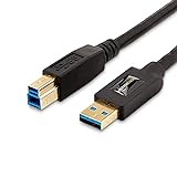 Amazon Basics Cable 3.0 USB-A a USB-B, 1.8 m, Negro