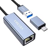 Adaptador USB Ethernet, VKUSRA Adaptador Ethernet a USB, Aluminio Adaptador USB 3.0 a RJ45 Gigabit Ethernet para MacBook Pro/Air, Surface Pro, Windows 7/8/10, XP, Vista, Linux, Mac OS y más