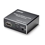 AGPTEK Convertidor de Extractor de Audio, HDMI a HDMI Ultra HD 4K x 2K/Óptical SPDIF Toslink Salida de Audio de 3,5 mm + Audio con Cable de Fibra Óptica