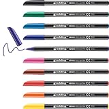 edding 1200 rotuladores finos – Juego de 10 colores brillantes – pluma redonda de 1 mm – Rotulador para dibujar y escribir – Pinceles para dibujar, escribir, colorear, lápices de boceto