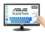 Asus VT168H - Monitor tactil de 15.6'' (1366x768, 200 cd/m², 50000000:1, capacitiva, 76 Hz, 0,252 x 0,252 mm, filtro de luz azul, Flicker free) Negro