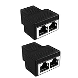 Olakin 2 Pieazs Conectores Divisores Ethernet RJ45, 1 Hembra a 2 Hembra Adaptador, Adaptador LAN para Ethernet de categoría 5 Super y Categoría 6 Ethernet