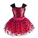 Lito Angels Vestido de Ladybug para Niña Disfraz de Mariquita Falda Tutu de Lunares Rojos Talla 3-4 Años