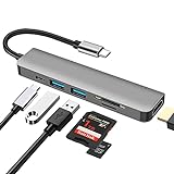 6 en 1 Hub USB C, DEMKICO Adaptador USB C a HDMI con 4K HDMI, Lector de Tarjetas SD/TF, Puerto USB 3.0 & USB 2.0, Carga de alimentación de 100W Compatible con MacBook Pro/Macbook Air/DELL XPS y más
