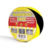 TAPEBEAR Danger Tape, 50mm x 46m Hazard Warning Tape, Yellow/Black Adhesive Safety Tape, Self-Adhesive Floor Tape, para sa Floor Marking ug Safety